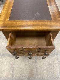 Solid Wood End Table with Leather Inlay Top