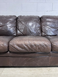 Brown Leather 3-Seat Sofa