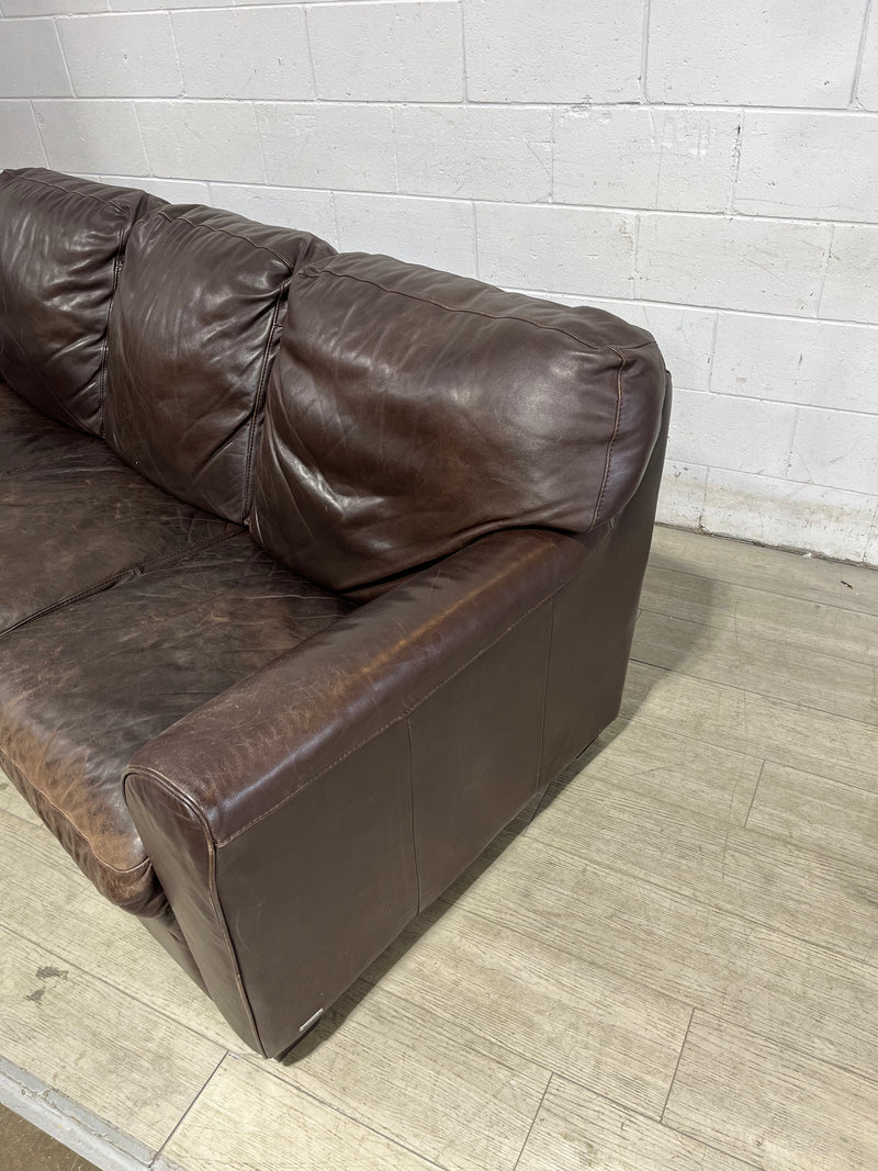 Brown Leather 3-Seat Sofa
