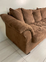 Brown Faux Suede Fabric Sofa