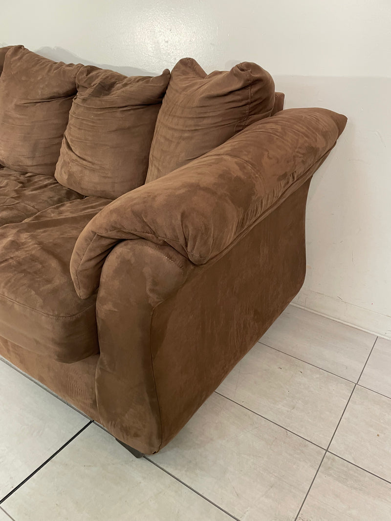 Brown Faux Suede Fabric Sofa