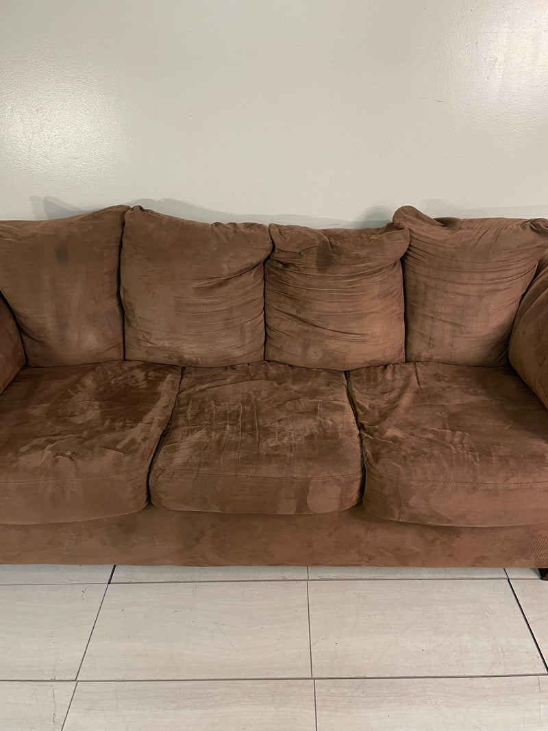 Brown Faux Suede Fabric Sofa