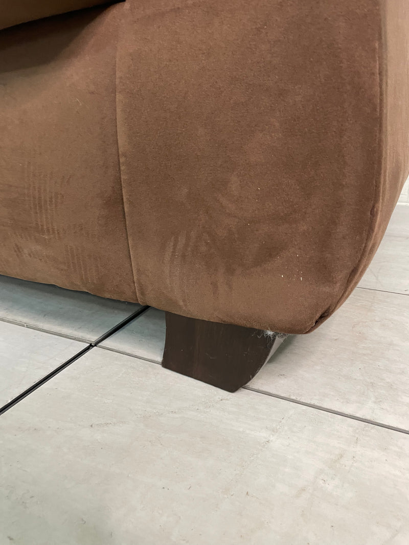 Brown Faux Suede Fabric Sofa