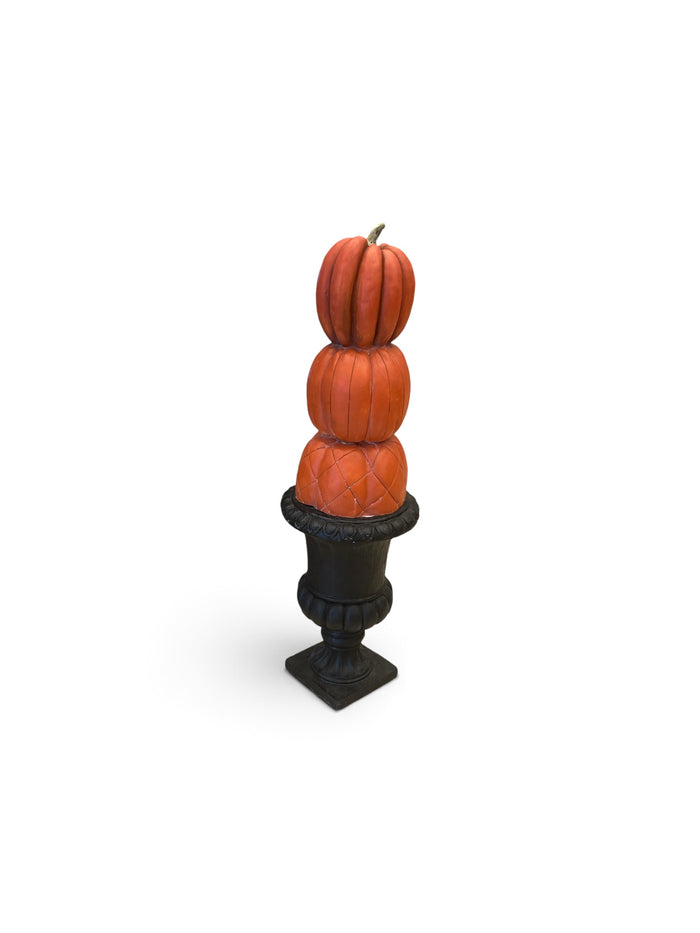 Decorative Stacked Pumpkins in Urn Planter