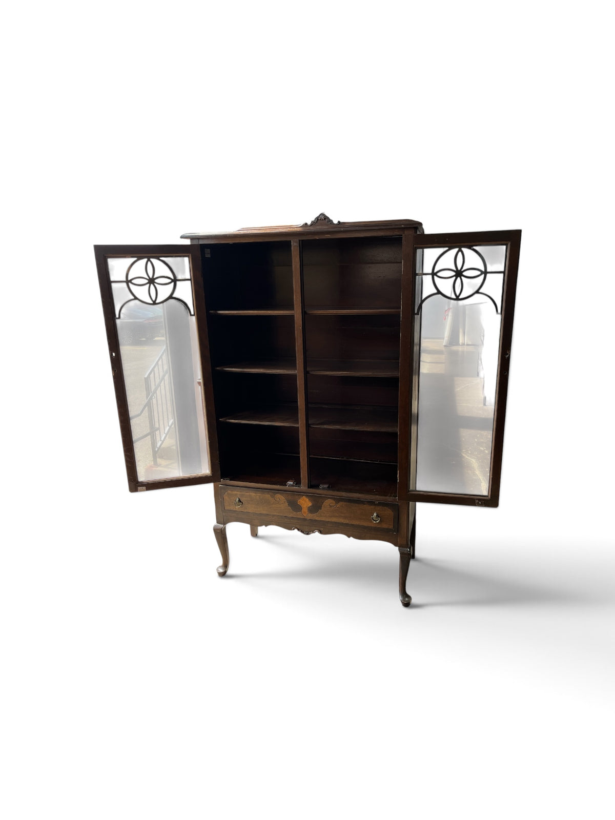 Knechtel Furniture Display Cabinet with Glass Front Doors and Lower Drawer