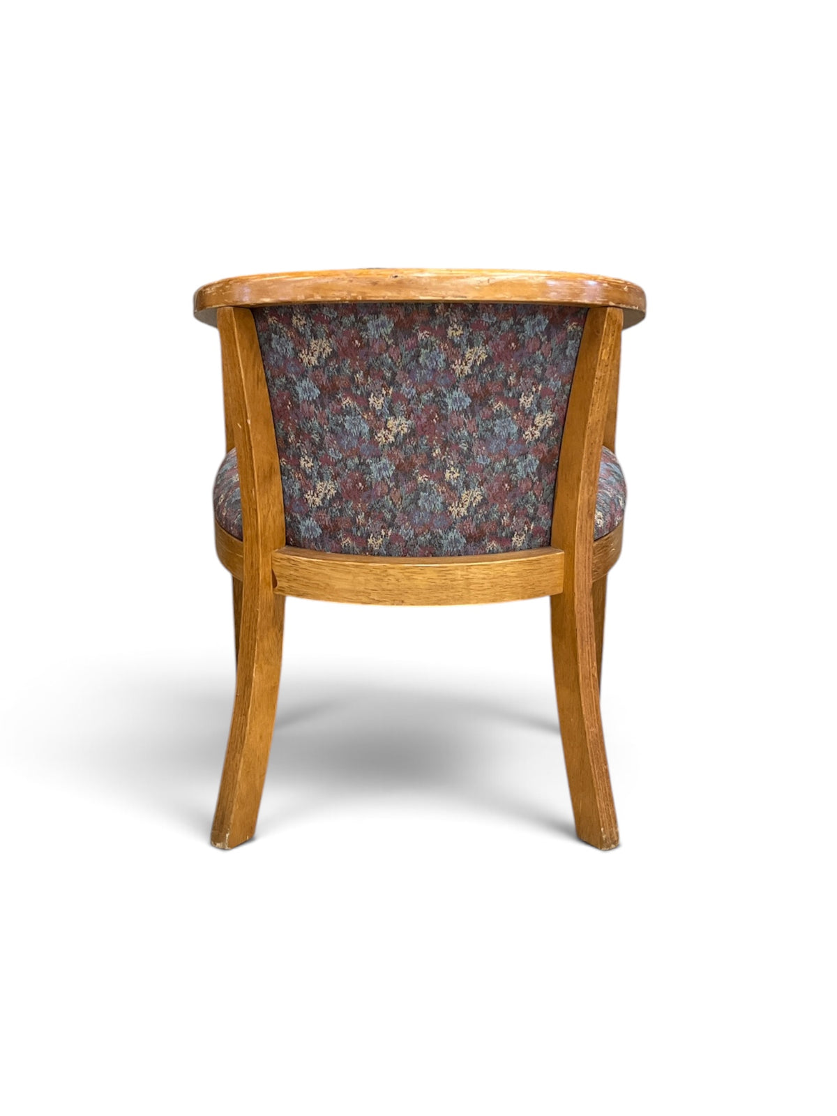 Barrel Back Style Wood Accent Chair with Floral Upholstery