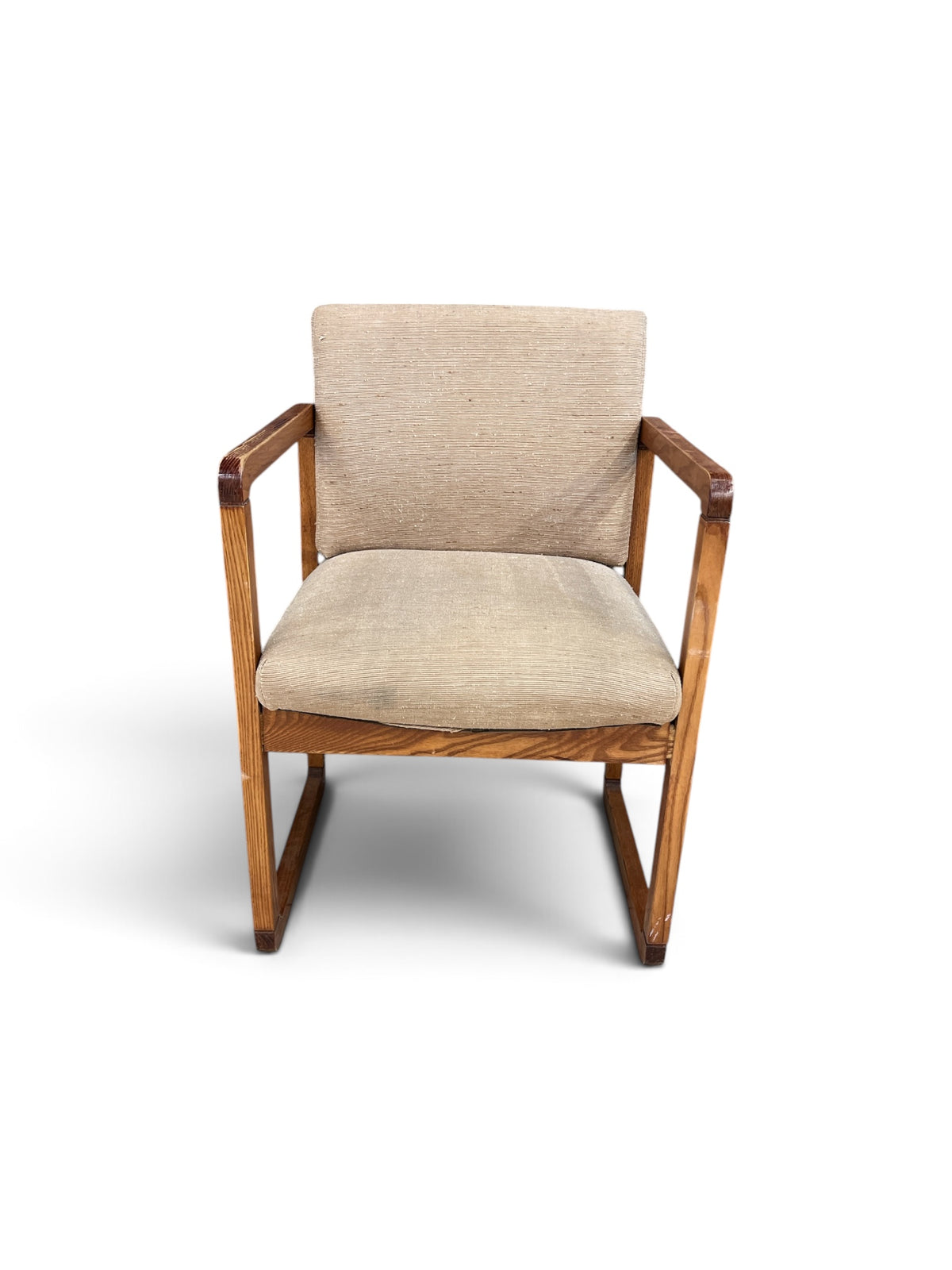 Cream Upholstered Mid Century Style Accent Chair