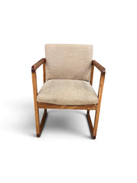 Cream Upholstered Mid Century Style Accent Chair