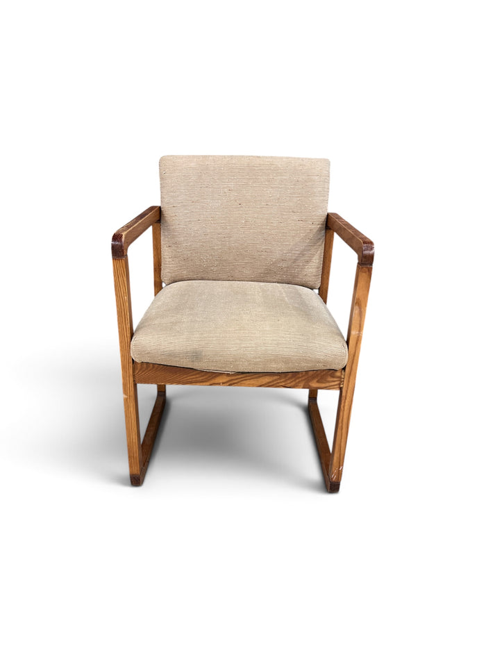 Cream Upholstered Mid Century Style Accent Chair