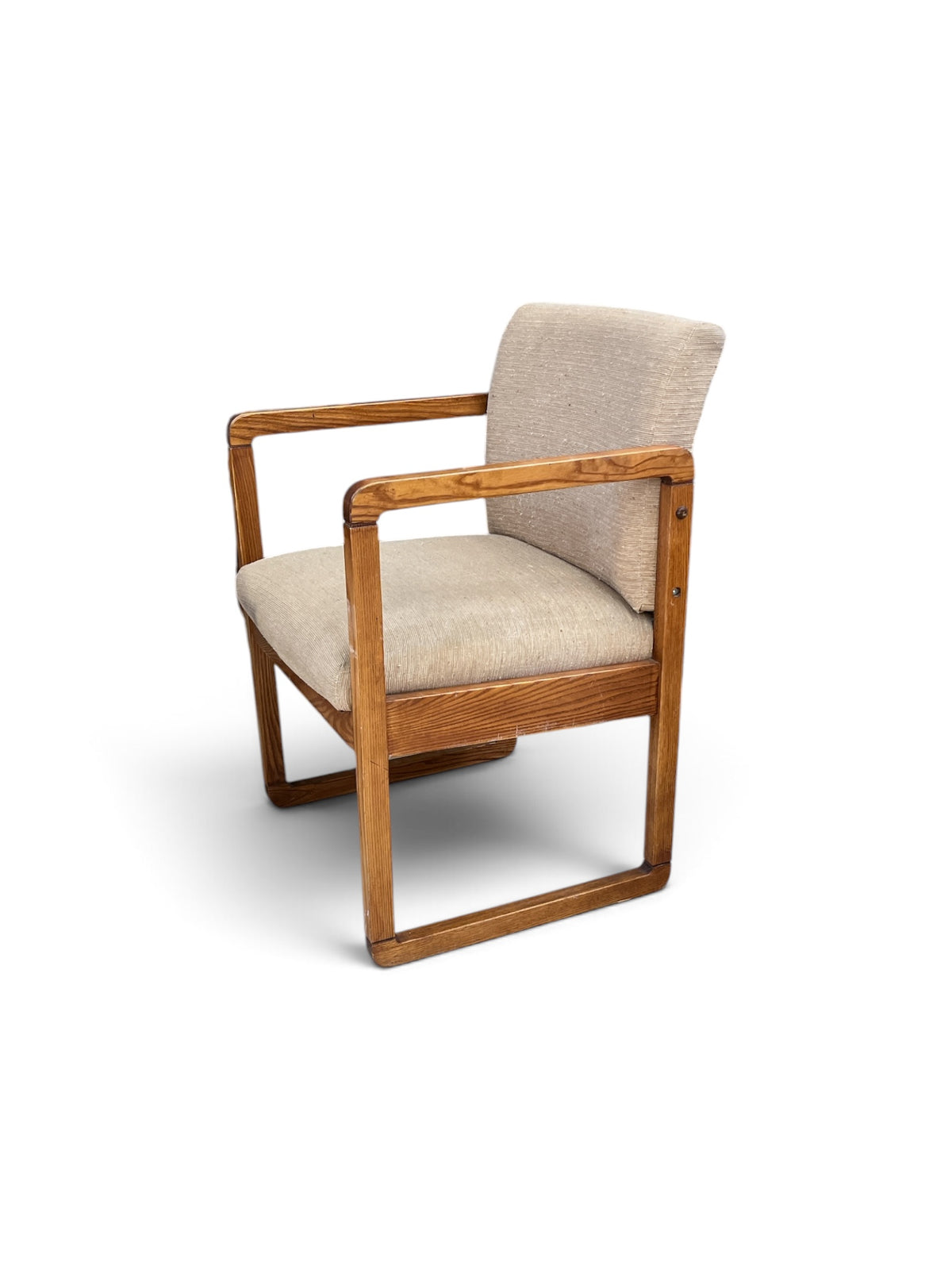 Cream Upholstered Mid Century Style Accent Chair