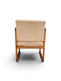 Cream Upholstered Mid Century Style Accent Chair