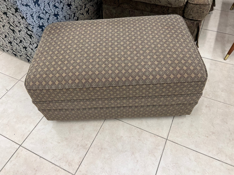41-Inch Wide Geometric Patterned Upholstered Ottoman in Earth Tones