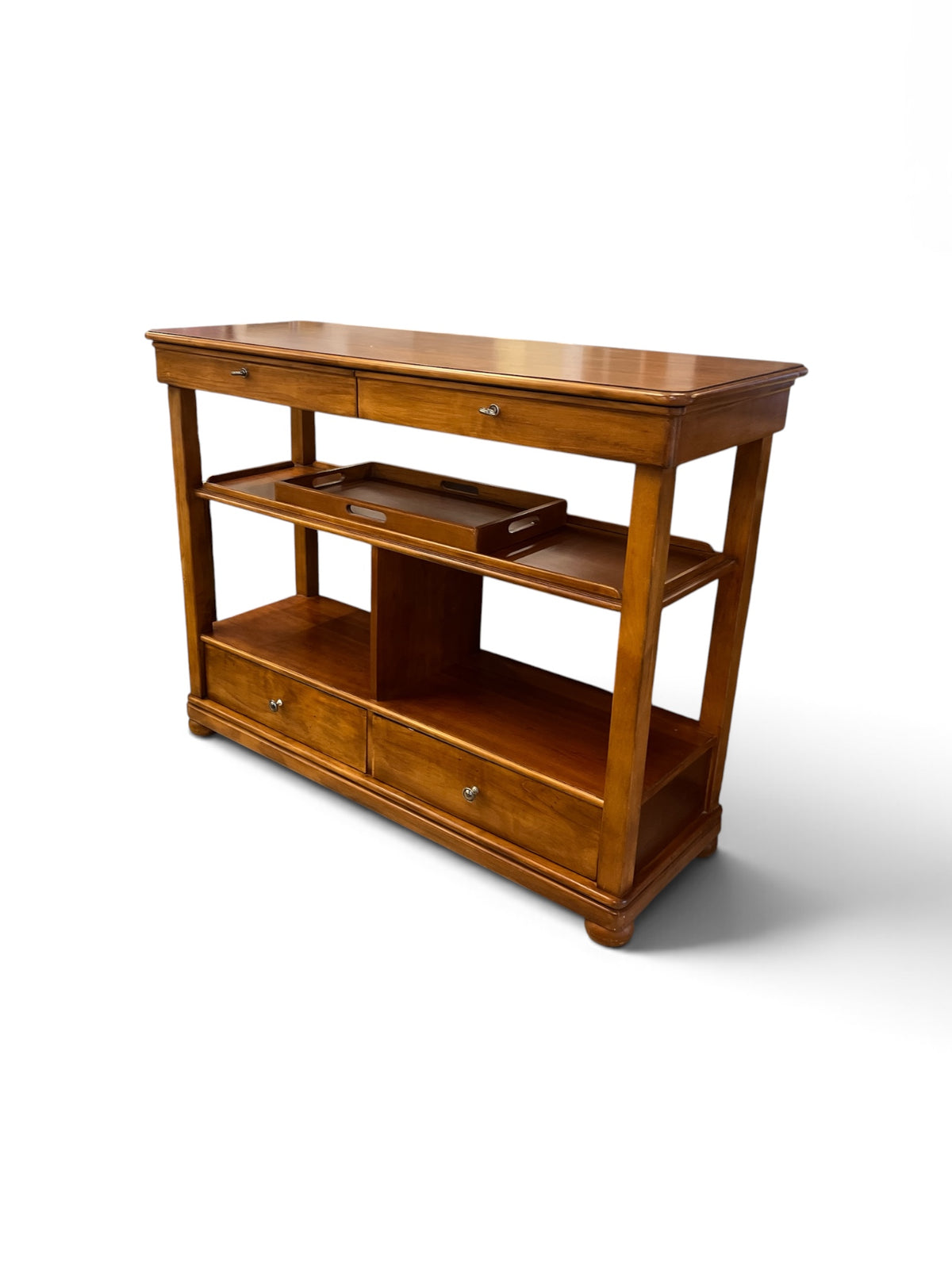 Wood Serving Table with Removable Serving Tray