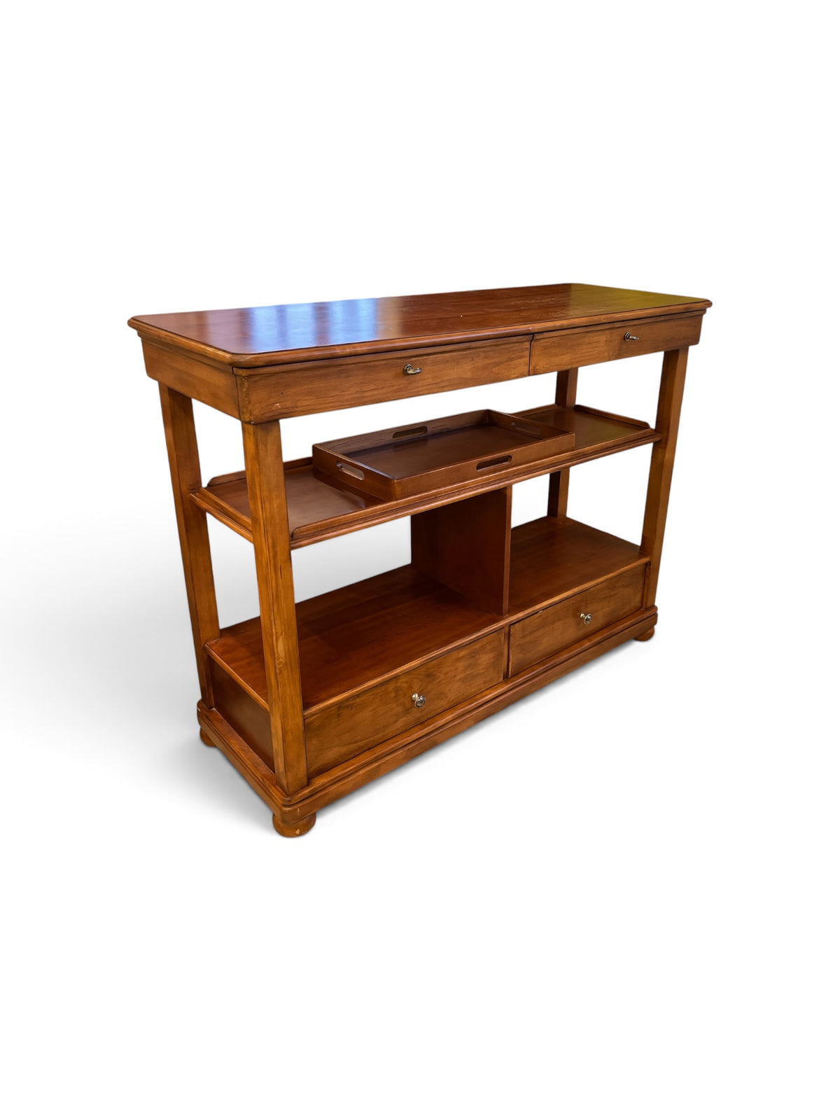 Wood Serving Table with Removable Serving Tray