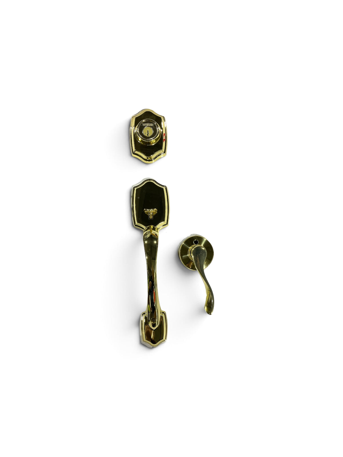 Weiser Elements  Polished Brass Exterior Door Handle Set/Entry Door Lock with Key