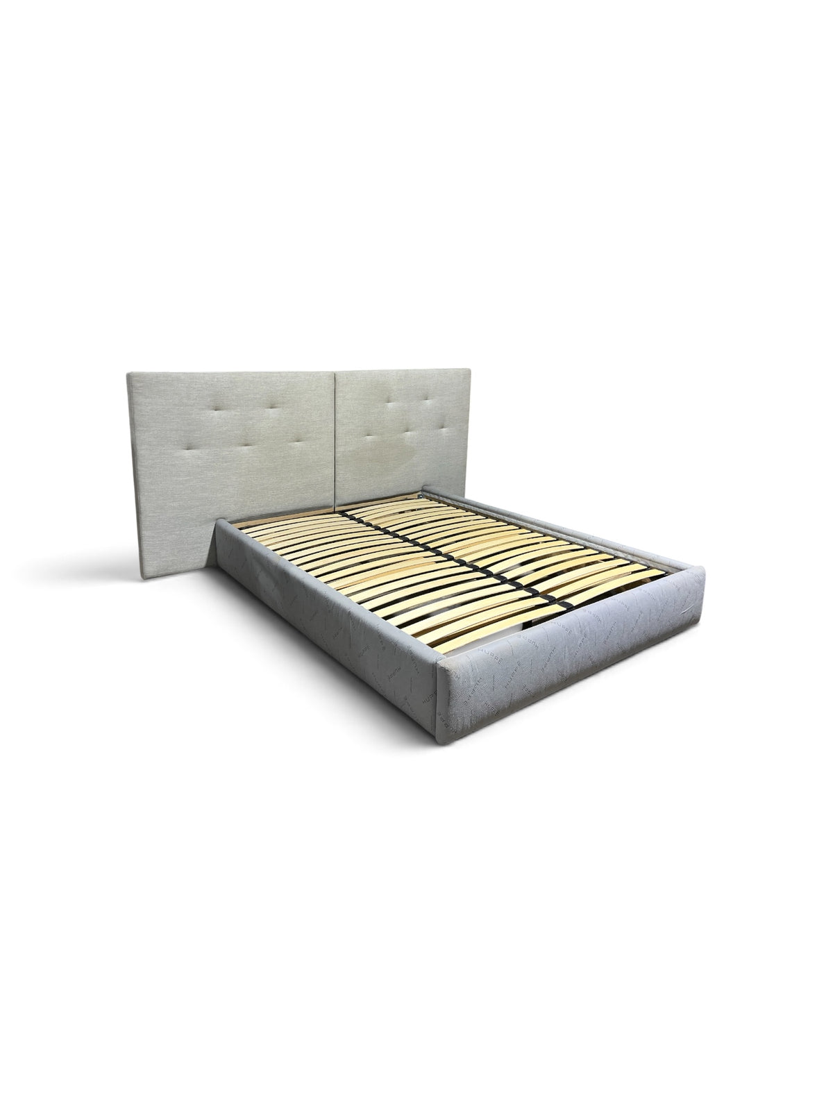 Modern Grey Upholstered Queen Size Bed with Tufted Back