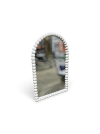 Arched Off White Beaded Wall Mirror