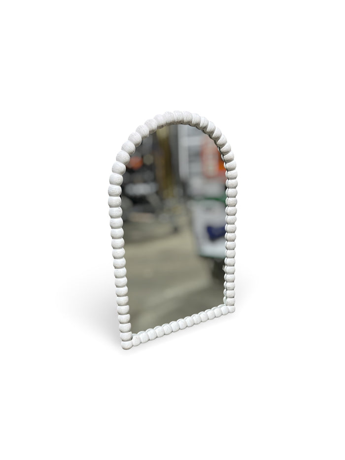 Arched Off White Beaded Wall Mirror
