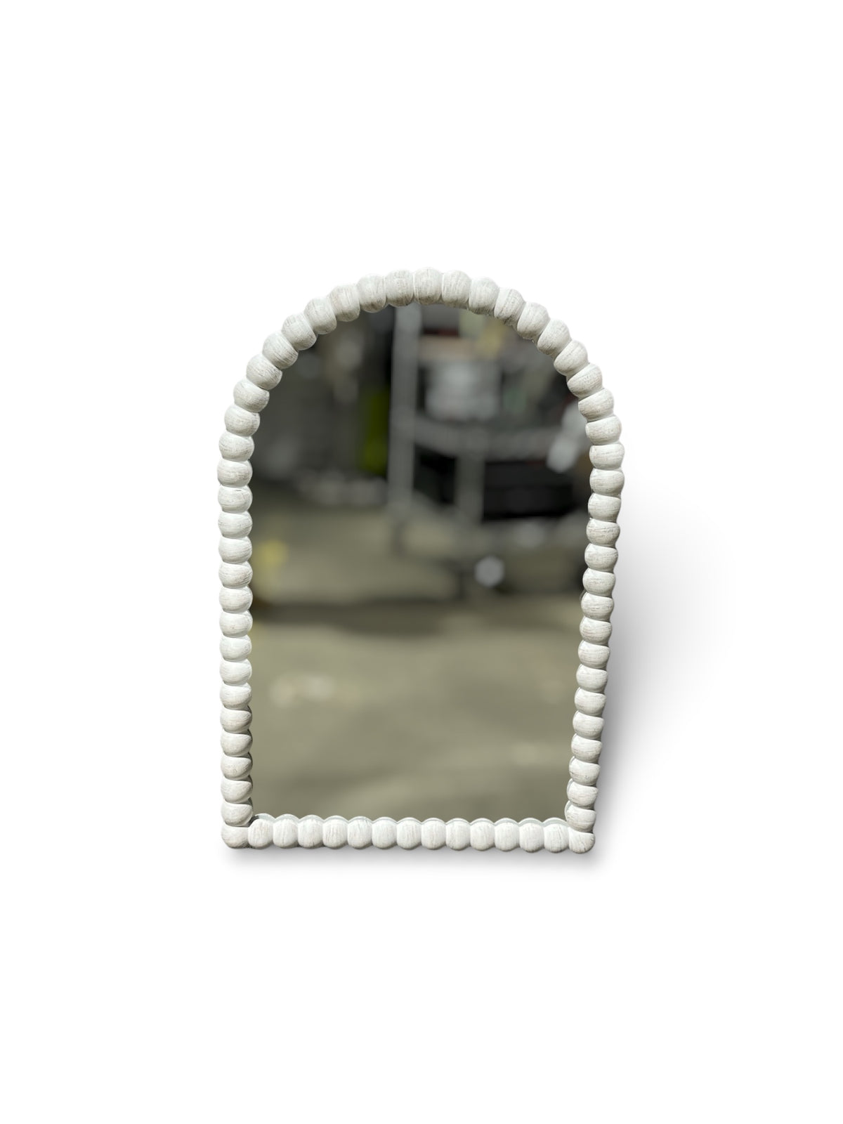 Arched Off White Beaded Wall Mirror