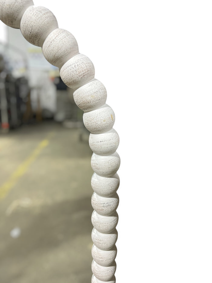 Arched Off White Beaded Wall Mirror