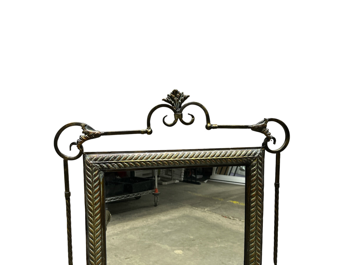 Vintage Metal Wall Mirror - Antique Brass Finish