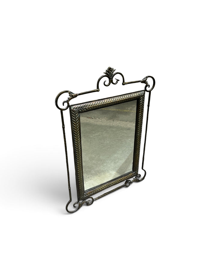 Vintage Metal Wall Mirror - Antique Brass Finish