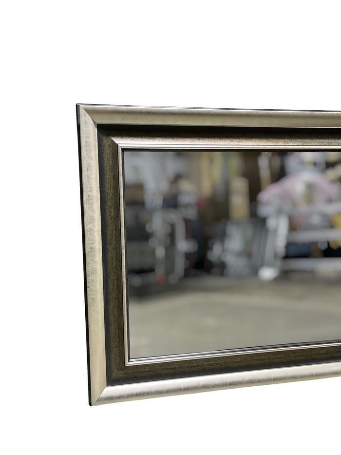 Two Tone Silver & Wood Framed Wall Mirror