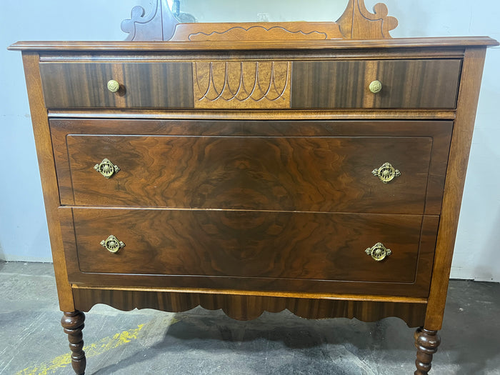 Antique 3-Drawer Dresser With Mirror
