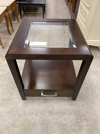 1 Drawer Espresso Contemporary Style Glass Inlay End Table