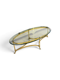 Vintage Style Brass & Glass Oval Coffee Table