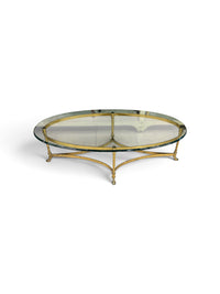 Vintage Style Brass & Glass Oval Coffee Table