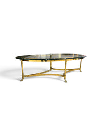 Vintage Style Brass & Glass Oval Coffee Table