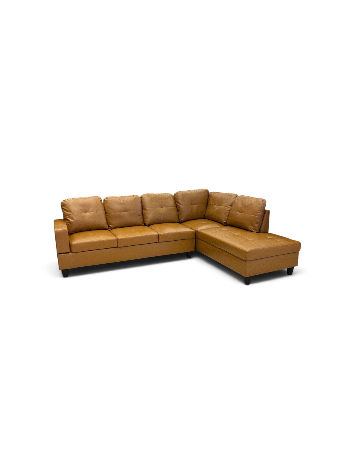 Cider Brown Leather Sectional Sofa with Chaise Piece