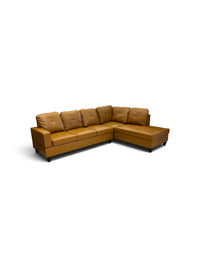 Cider Brown Leather Sectional Sofa with Chaise Piece