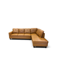 Cider Brown Leather Sectional Sofa with Chaise Piece