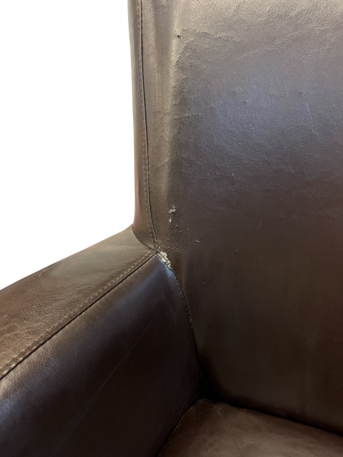 Dark Brown Leather Armchair with Ottoman