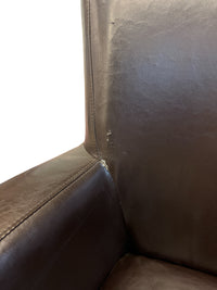 Dark Brown Leather Armchair with Ottoman