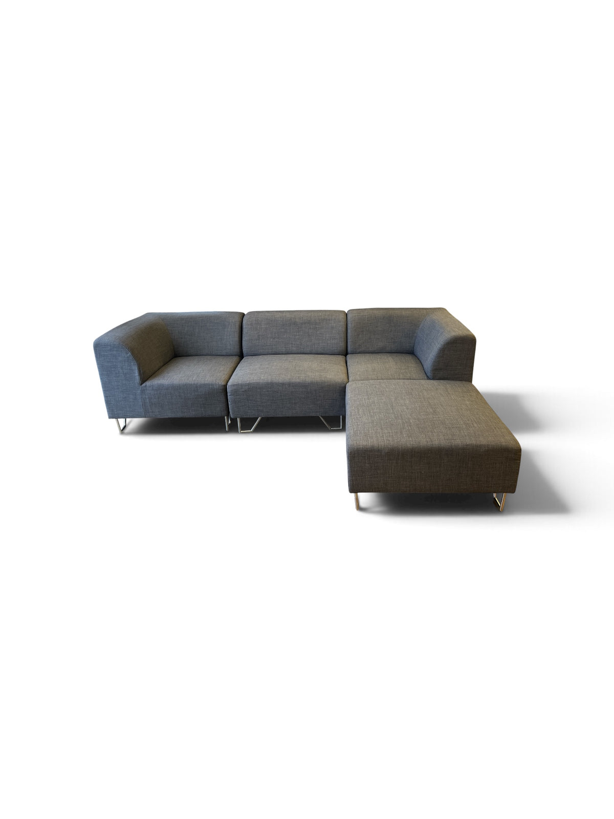 Grey Modular Sofa with Matching Ottoman