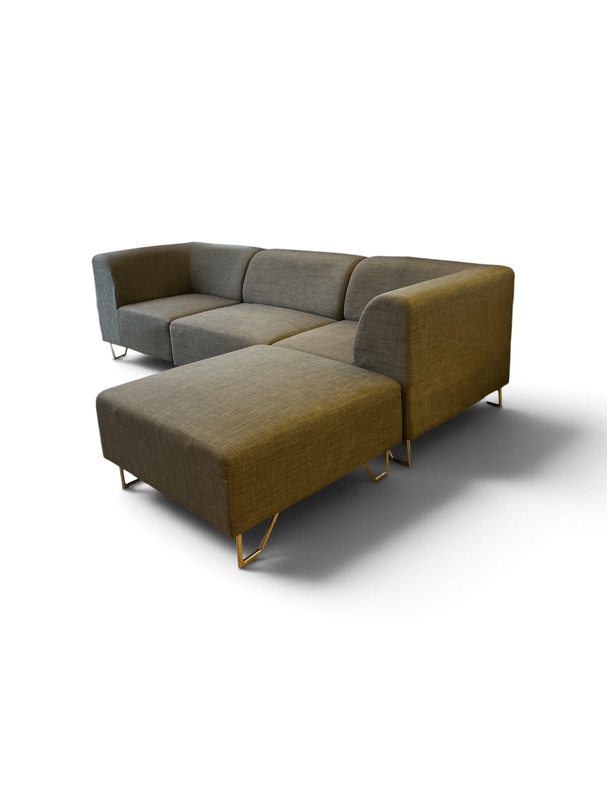 Grey Modular Sofa with Matching Ottoman