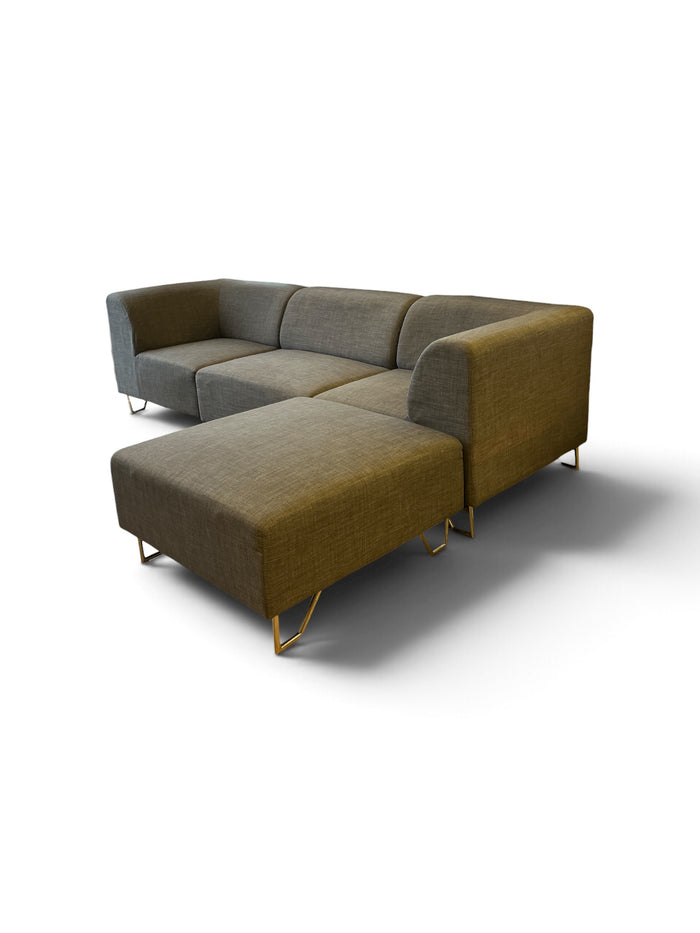 Grey Modular Sofa with Matching Ottoman