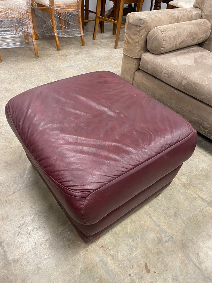 Burgundy Faux Leather Ottoman
