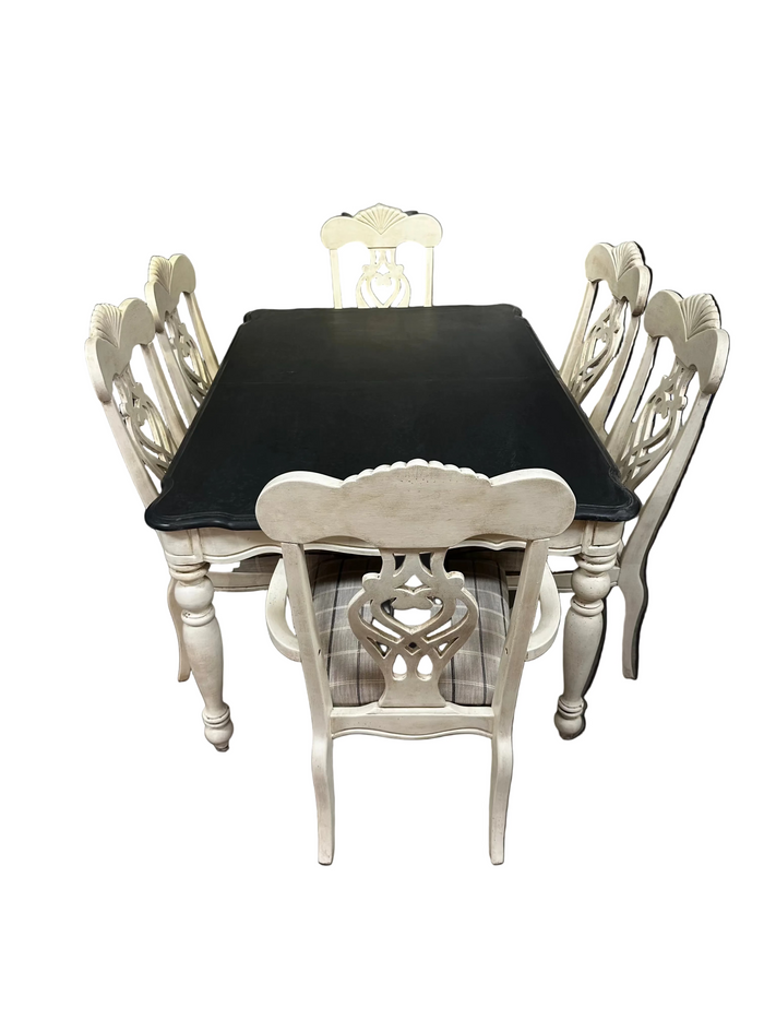 Dining table and six chairs