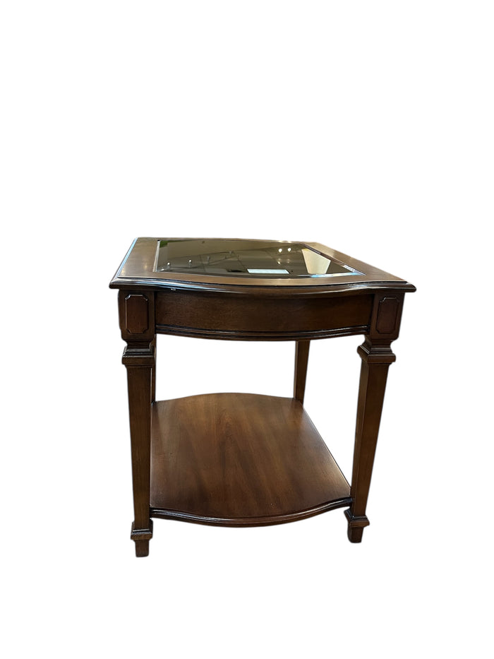 Deilcraft Wooden End Table with Glass Insert