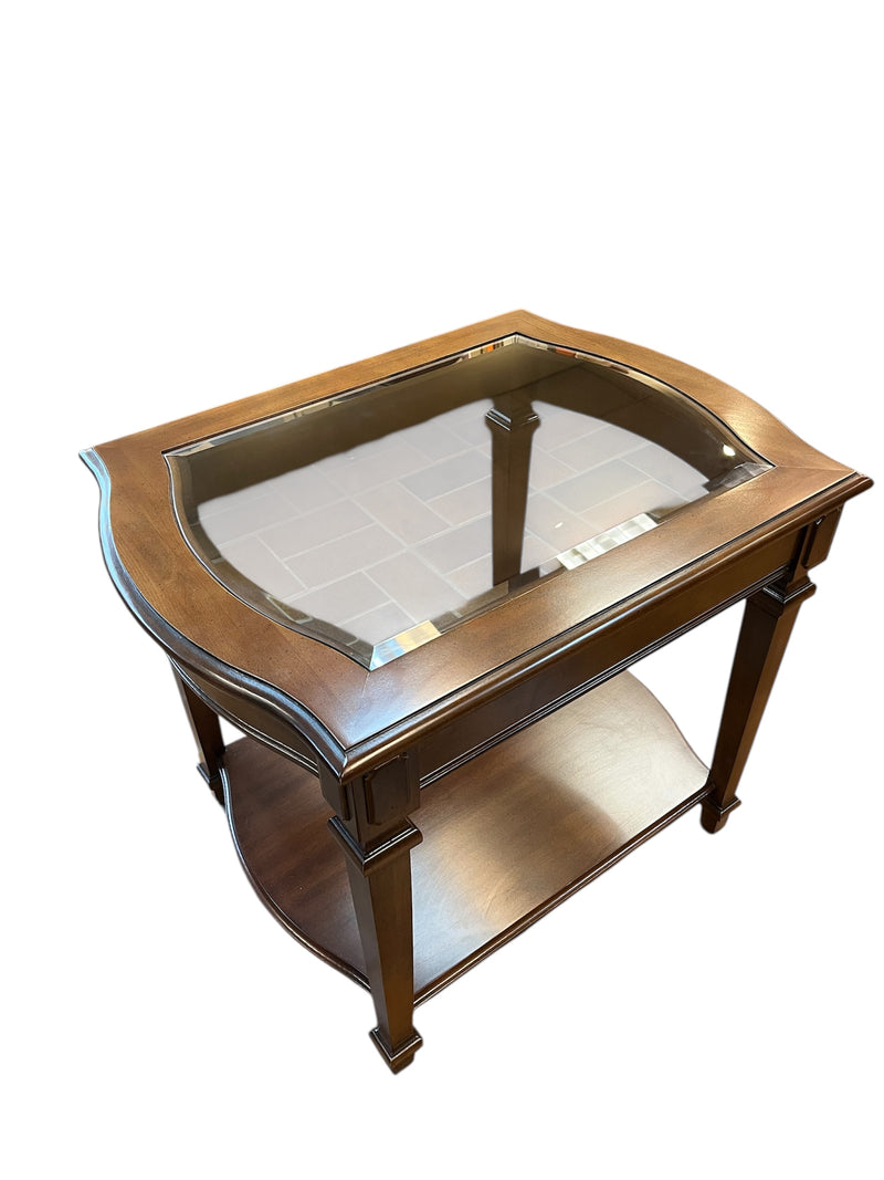 Deilcraft Wooden End Table with Glass Insert