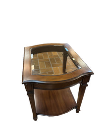 Deilcraft Wooden End Table with Glass Insert