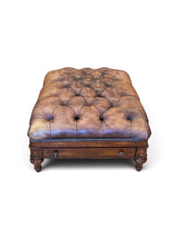 Oversized Tufted Leather Ottoman with Storage Drawers