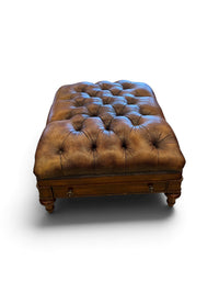 Oversized Tufted Leather Ottoman with Storage Drawers