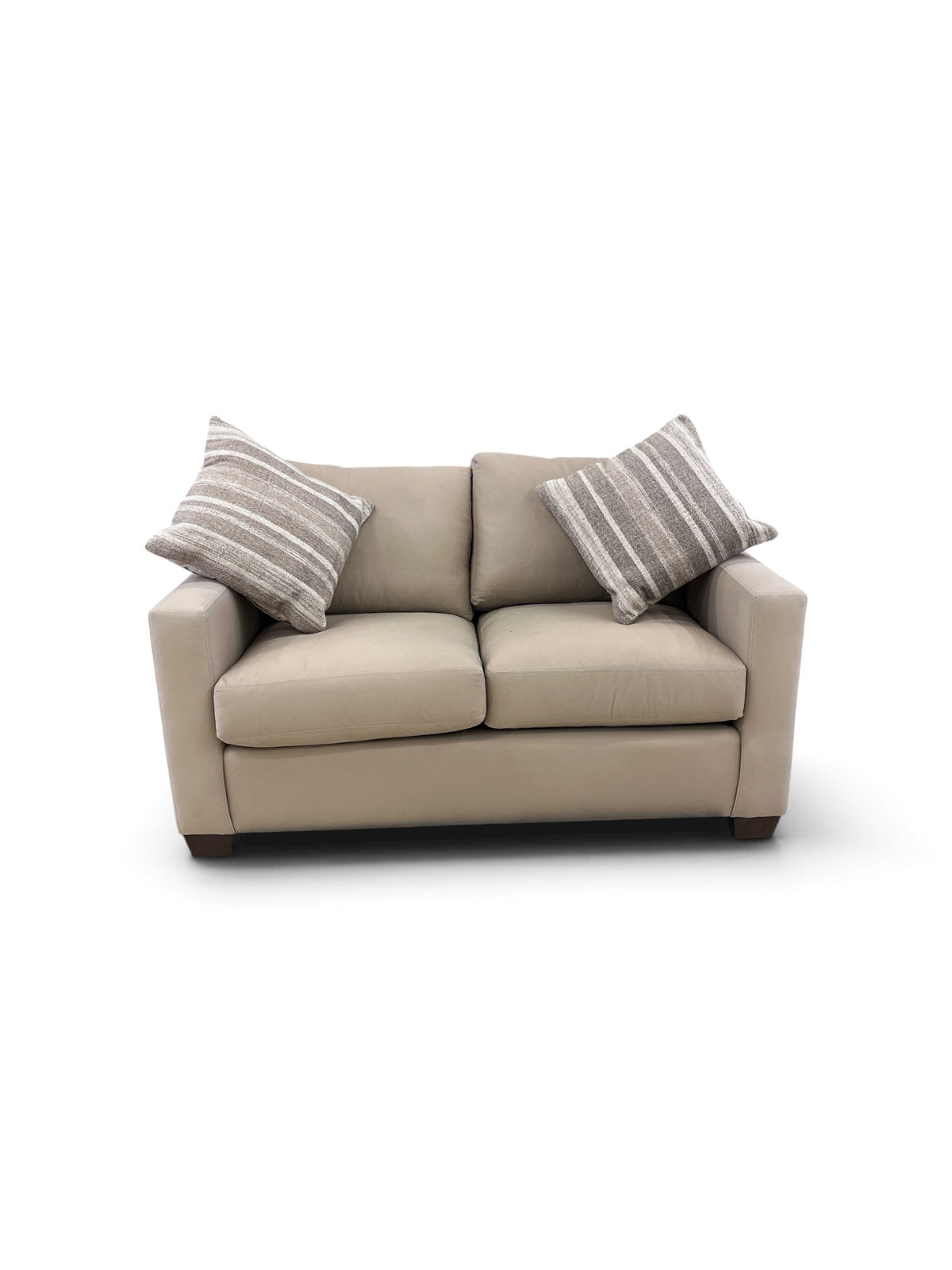 Pottery Barn Beige "York Square Arm" Loveseat with Accent Pillows