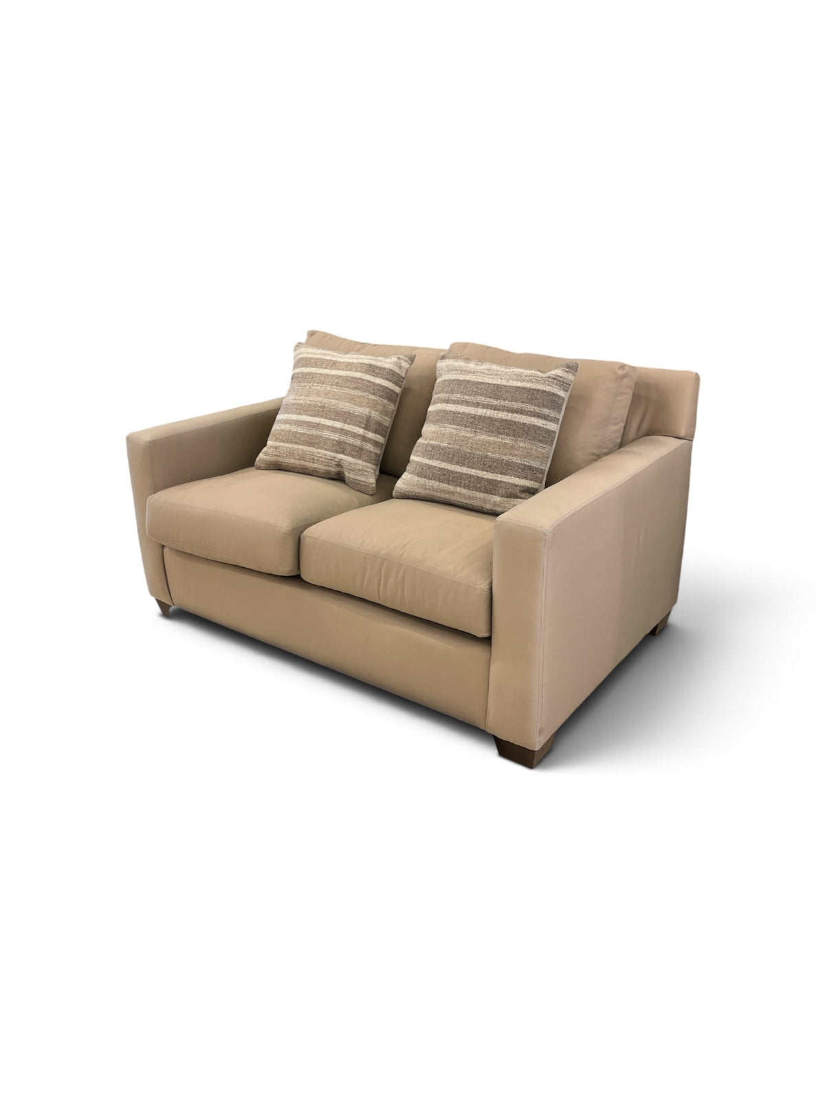Pottery Barn Beige "York Square Arm" Loveseat with Accent Pillows