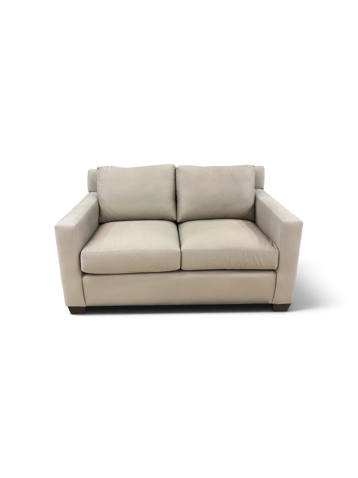 Pottery Barn Beige "York Square Arm" Loveseat with Accent Pillows